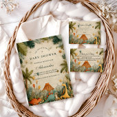 Tropical Dino Adventure Baby Shower 招待状