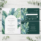 野生と熱帯の葉エキゾチック葉アーチ 招待状 (この独立クリエイターのコレクションをカスタマイズ。)