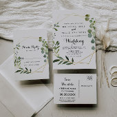 幾何学的金ゴールド熱帯緑結婚書道 テーブルナンバー