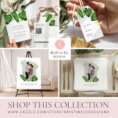 Tropical Wedding Website QR Code Monstera Greenery エンクロージャーカード