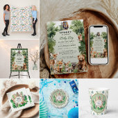 熱帯ジャングルサファリ動物の男の子の赤ちゃんシャワー スタンダードカクテルナプキン