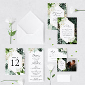 ヤシ熱帯フローラ幾何学結婚式招待状 招待状