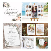 Black Palm Wedding Thank You Photo Card サンキューカード