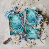Turquoise Starfish Ocean Wedding 招待状