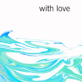 Blue & Green Wave  Wedding Invitation 招待状