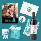 キュートクリスマスオレンジリースモノグラムウォーターカラー ラウンドシール