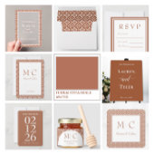 ラグジュアリー素朴テラコッタタイルバーンドオレンジ結婚ズ アクリル招待状