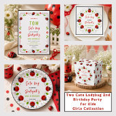 Two Cute Ladybug 2nd Birthday Party for Kids ベビーTシャツ
