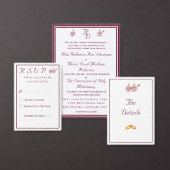 Two Hearts Burgundy Catholic Wedding Invitation 招待状 (この独立クリエイターのコレクションをカスタマイズ。)