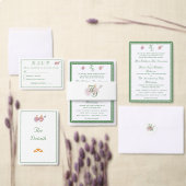 Elegant Two Hearts Catholic Wedding Invitation 招待状 (この独立クリエイターのコレクションをカスタマイズ。)