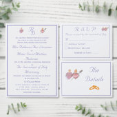 Periwinkle Two Hearts Catholic Wedding Invitation 招待状 (この独立クリエイターのコレクションをカスタマイズ。)