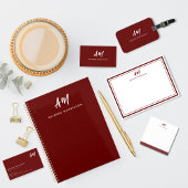 シンプルマルーンレッド2モノグラムカジュアル脚本 名刺