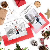 アクアモダン2トーンウォーターカラーハッピーホリデーフォト ポストカード