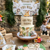 サファリの動物たちの2歳の誕生日お祝い 台座サイン