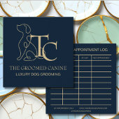 Luxury Dog Grooming Business Card Emerald and Gold 名刺