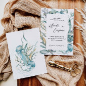 海クラゲの下の水彩サンキューカード サンキューカード