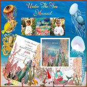 海の人魚のサンゴの誕生日パーティーへようこそ 台座サイン