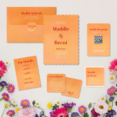 Mr. & Mrs. Bold Orange Typography Wedding Backdrop タペストリー