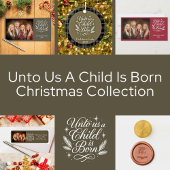 Unto Us A Child Is Born Square Photo Christmas シーズンカード