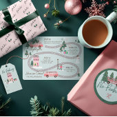 メリークリスマスピンクレトロヴァンクリスマスツリー シーズンカード