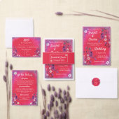 Raspberry Wildflower 招待状ベリーバンド (この独立クリエイターのコレクションをカスタマイズ。)