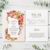 1つのポピーカラフルズの黒の結婚全て 招待状 (この独立クリエイターのコレクションをカスタマイズ。)