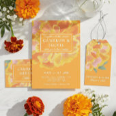 Vibrant Marigold Orange Wedding Invitation 招待状