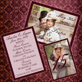 バーグンディビクトリアン文字オンマウヴ結婚のカクテル スタンダードカクテルナプキン