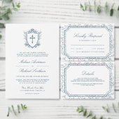 Victorian White and Dusty Blue Catholic Wedding セーブザデート (この独立クリエイターのコレクションをカスタマイズ。)