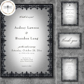 Victorian Gothic Iron Border White Wedding 出欠カード