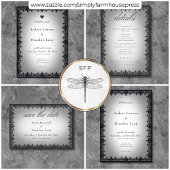 Victorian Gothic Iron Border White Wedding 招待状