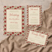 赤ビクトリアンローズ結婚ズ 招待状 (この独立クリエイターのコレクションをカスタマイズ。)