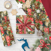 ヴィンテージビクトリアンクリスマスラッピング紙 レギンス