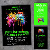 ビデオゲームグリーンベビーシャワーおむつラッフルチケット エンクロージャーカード