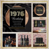 Gold Foil Vintage 1976 Rectangular 50th Birthday  箔招待状