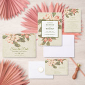 ヴィンテージの花 | 応援結婚コースター ラウンドペーパーコースター (この独立クリエイターのコレクションをカスタマイズ。)