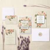 ヴィンテージアップル結婚ブロッサム |イニシャル スクエアペーパーコースター (この独立クリエイターのコレクションをカスタマイズ。)