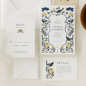 手書きフローラアールデコ結婚式招待状 招待状