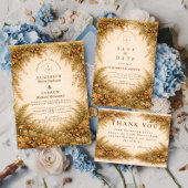 Vintage Autumn Woodland Botanical Wedding セーブザデート