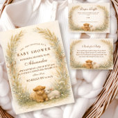 Vintage Barnyard Wildflower Baby Shower 招待状