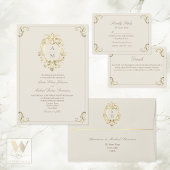 QR Code Baroque Monogram Wedding オールインワン招待状