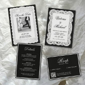 高級感のある黒い結婚式QRコード 出欠カード