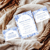 Vintage Blue Toile Garden Bridal Shower サンキューカード