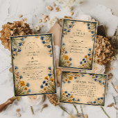 Vintage Blue Wildflower Wedding 出欠カード