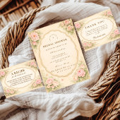 Vintage Blush Rose Garden Bridal Shower 招待状