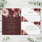 ヴィンテージブルゴーニュバラエレガンス結婚ズ 招待状 (この独立クリエイターのコレクションをカスタマイズ。)