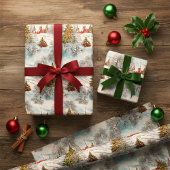 ヴィンテージクリスマスキラキラ冬の村 ラッピングペーパーシート