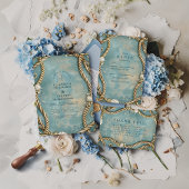 Vintage Coastal Rope Ocean Wedding 招待状