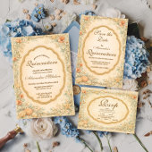 Vintage Coastal Seashell Quinceañera 出欠カード