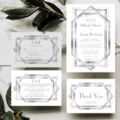 ヴィンテージ1920年代デコホワイトシルバー結婚ズ詳細 エンクロージャーカード